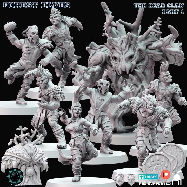 Forest Elves Team Complete - Wood Elves - Fantasy Football - Realm Of Paths Miniatures