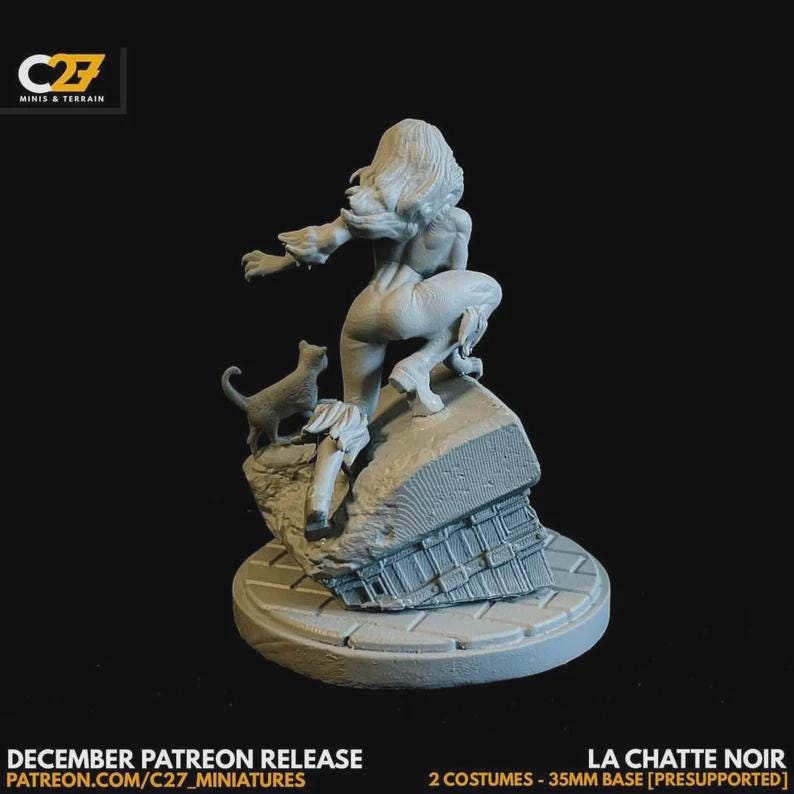 Black Cat - Felicia Hardy (La Chatte Noir by C27 - 40mm miniature) - Crisis Protocol Proxy