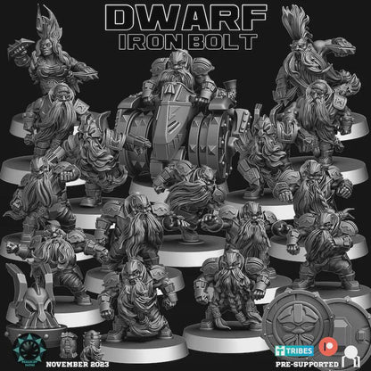 Iron Bolt Dwarf Team - Realm Of Paths Miniatures - Fantasy Football