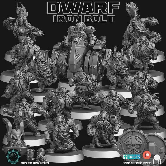 Iron Bolt Dwarf Team - Realm Of Paths Miniatures - Fantasy Football