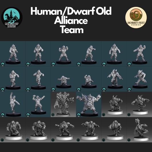 Human and Dwarf Old Alliance Custom Team - Realm Of Paths Miniatures - Fantasy Football