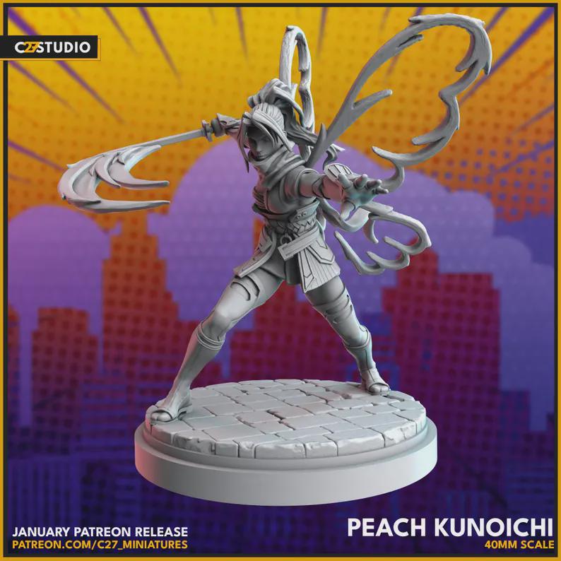 Psylocke Marvel Rivals Peach Kunoichi by C27 - 40mm miniature with Base - Crisis Protocol Proxy