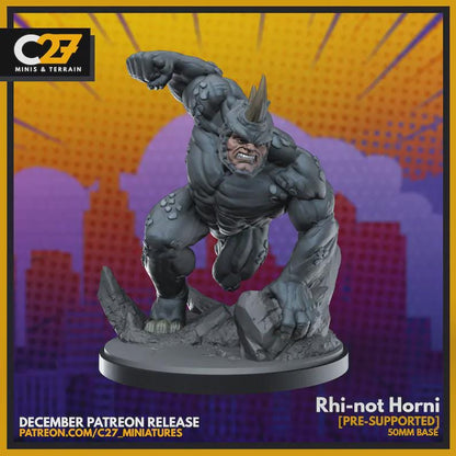 Rhino (Rhi-not Horni by C27 - 40mm miniature) - Crisis Protocol Proxy