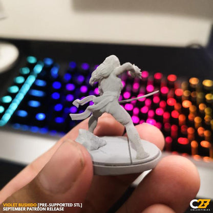 Psylocke (Violet Bushido by C27 - 40mm miniature) with Base - Crisis Protocol Proxy