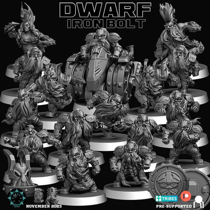 Iron Bolt Dwarf Team - Realm Of Paths Miniatures - Fantasy Football