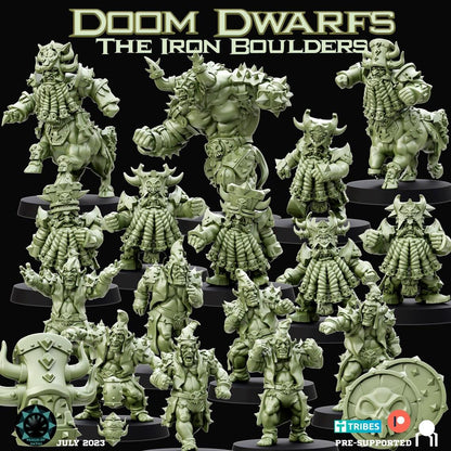 Doom Dwarfs Iron Boulders Team - Realm Of Paths Miniatures - Fantasy Football