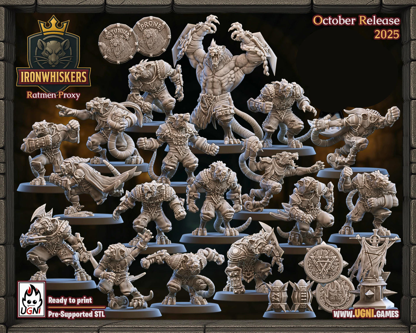 Iron Whiskers Ratmen Team - UGNI Miniatures - Fantasy Football
