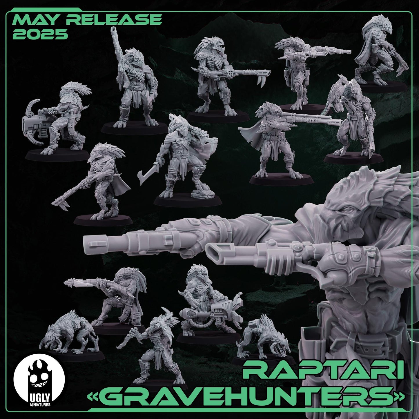 Raptari Grave Hunters | KT | Grimdark Future | OPR | UGLY Miniatures
