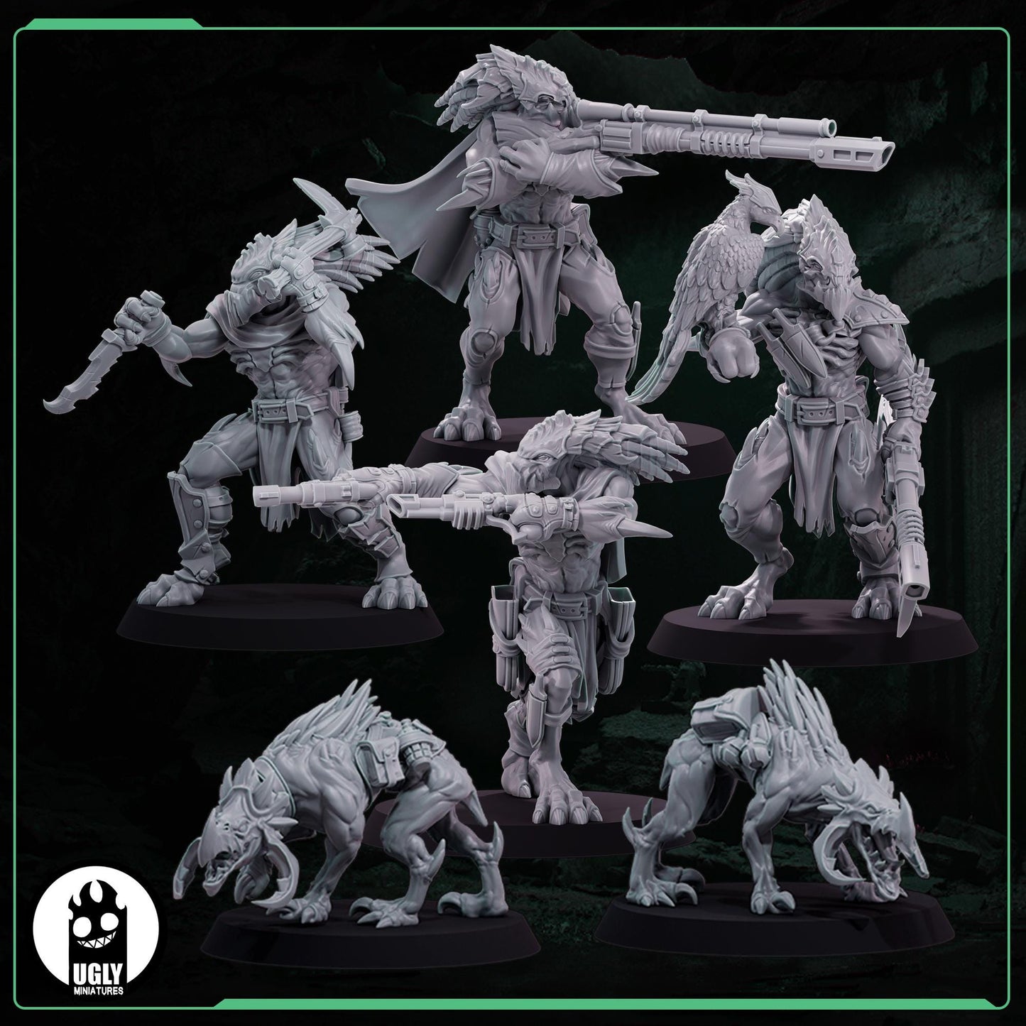 Raptari Grave Hunters | KT | Grimdark Future | OPR | UGLY Miniatures
